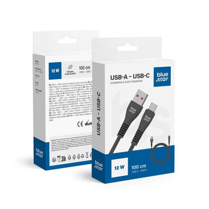 Blue Star - Blue Star USB-A - USB-C Kabel 1m 2A 12W DC99C - Svart