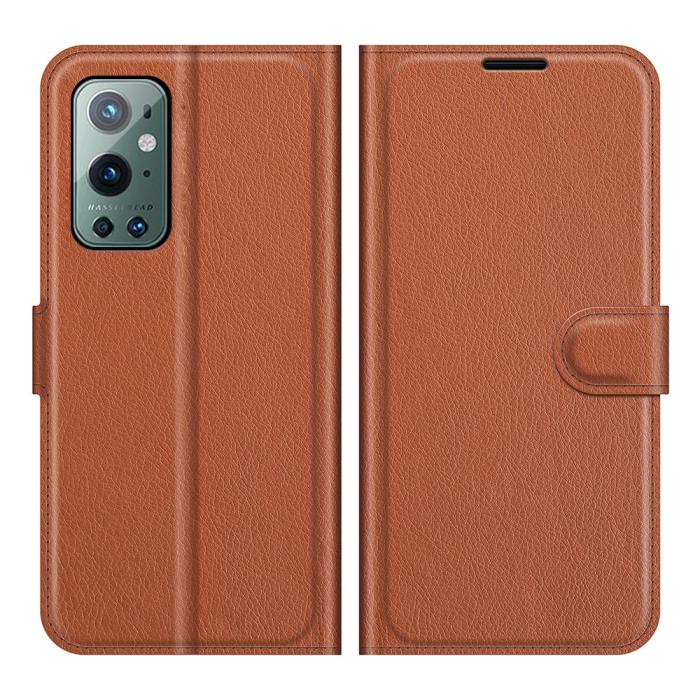 UTGATT1 - Litchi Läder Plånboksfodral Oneplus 9 Pro - Brun