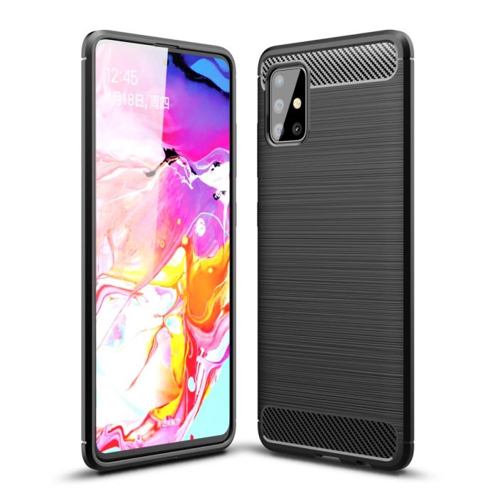 UTGATT1 - Skal i Kolfiber-design för Samsung Galaxy A51 - Svart