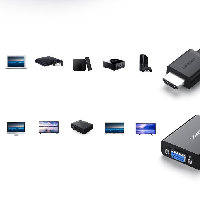 Ugreen - Ugreen HDMI VGA micro USB/audio 3.5mm mini jack adapter Svart