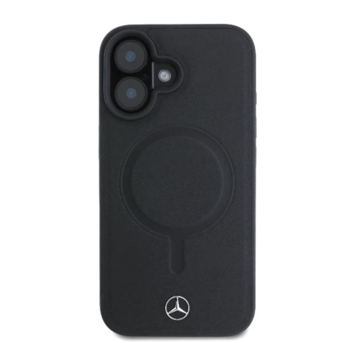 Mercedes - Mercedes iPhone 16 Mobilskal Magsafe Plain Smooth Läder - Svart