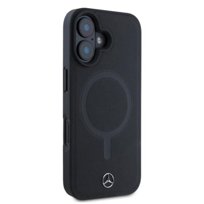 Mercedes - Mercedes iPhone 16 Mobilskal Magsafe Plain Smooth Läder - Svart