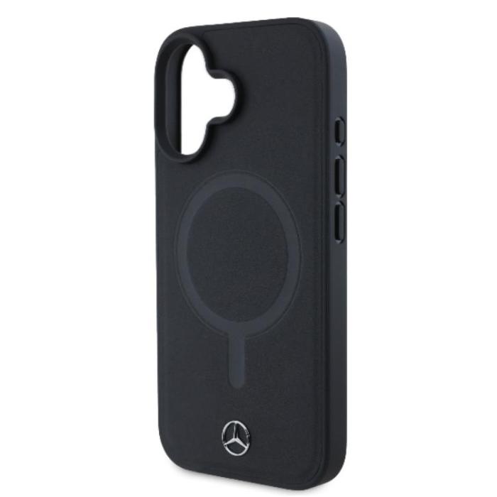 Mercedes - Mercedes iPhone 16 Mobilskal Magsafe Plain Smooth Läder - Svart
