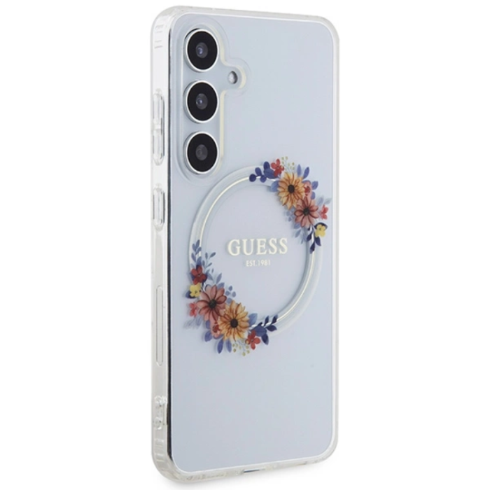 Guess - Guess Galaxy S24 Plus Mobilskal Magsafe IML Flowers Wreath - Clear