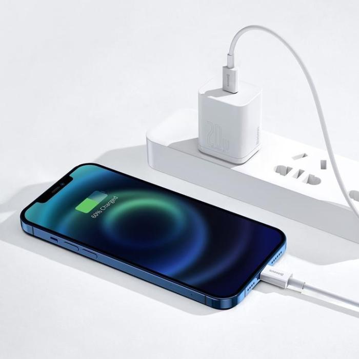 BASEUS - Baseus Superior USB-C till Lightning kabel 20 W 1m - Vit
