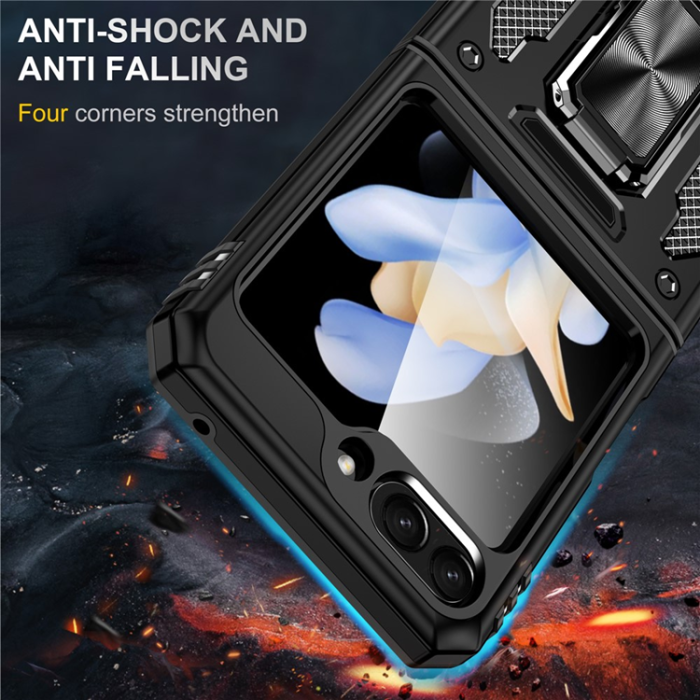 A-One Brand - Galaxy Z Flip7 FE/Z Flip6 Mobilskal Armor Kickstand - Svart