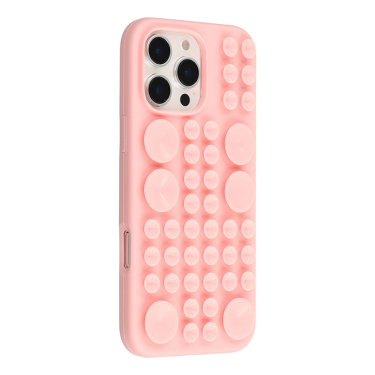 iPhone 16 Pro Mobilskal Sugkopp Silikon med Tygfoder - Rosa (Rosa) | 2353 | AlltMobil