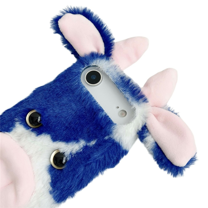 A-One Brand - iPhone Air Mobilskal Fluffy Cute Cow Plush TPU - Blå