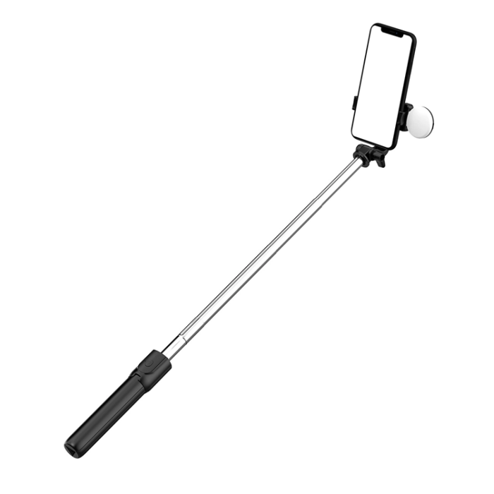 OEM - Selfie Stick WH1YXS Telescopic Tripod 1m med Rund Lampa Svart