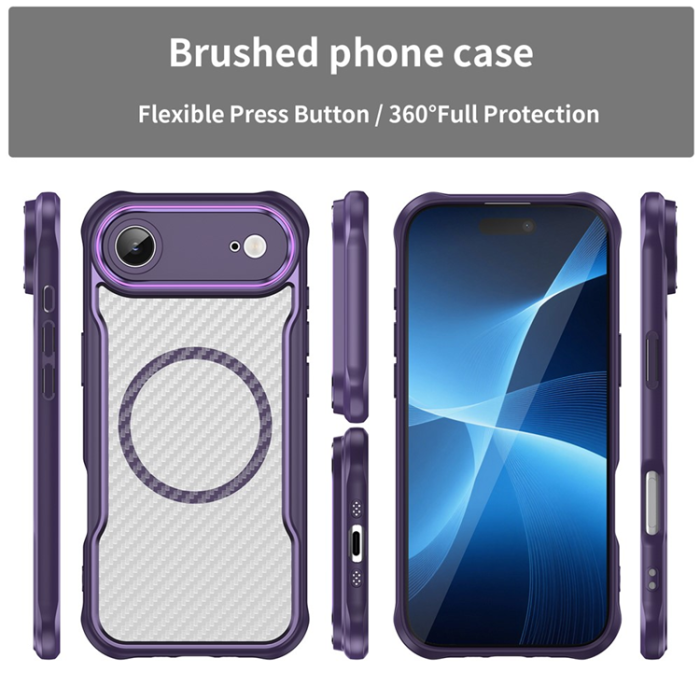 A-One Brand - iPhone 17 Air Mobilskal MagSafe Carbon Fiber - Lila