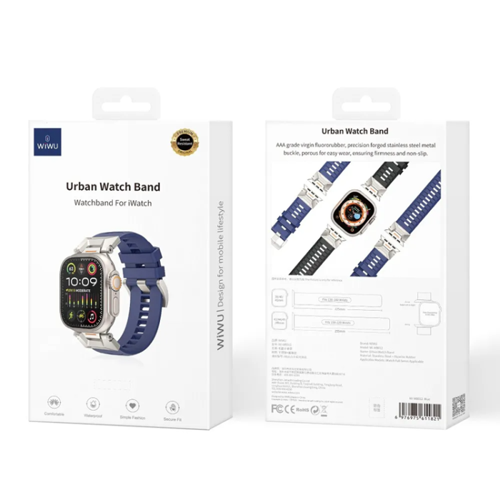 WIWU - WIWU Apple Watch (42/44/45/49mm) Armband Urban - Marinblå
