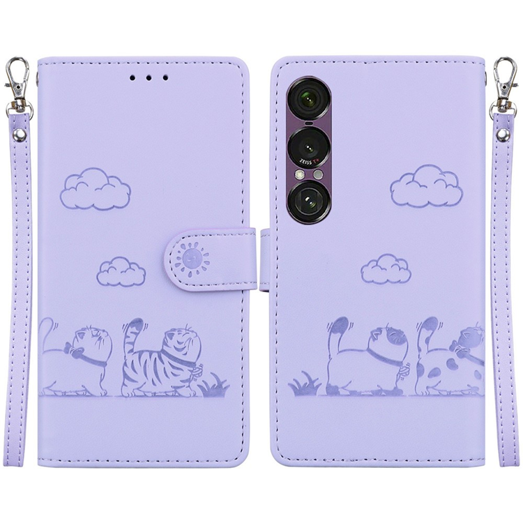 Sony Xperia 1 VII Plånboksfodral RFID Kitten Pattern - Lila | 2353 | AlltMobil
