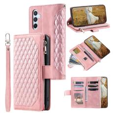OEM - Samsung Galaxy S26 Pl&aring;nboksfodral Rhombus Stitching Line Konstl&auml;der - Ros&eacute;guld