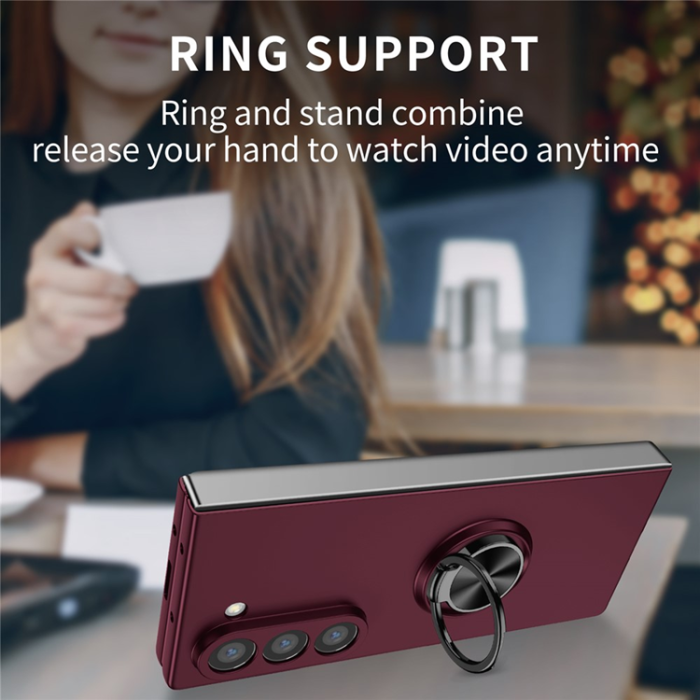 A-One Brand - Galaxy Z Fold7 5G Mobilskal Rotatable Ring Kickstand - Vinröd