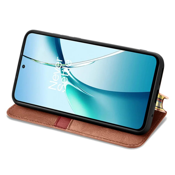 A-One Brand - Xiaomi 15 Ultra Plånboksfodral Rhombus Imprint Läder - Brun