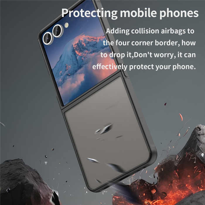 A-One Brand - Galaxy Z Flip 7 Mobilskal Drop Proof Frosted Translucent - Svart