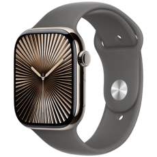 Apple - Apple Watch Series 10 46mm 4G (GPS) Natural Titanium (Rubber Band Grå M/L)