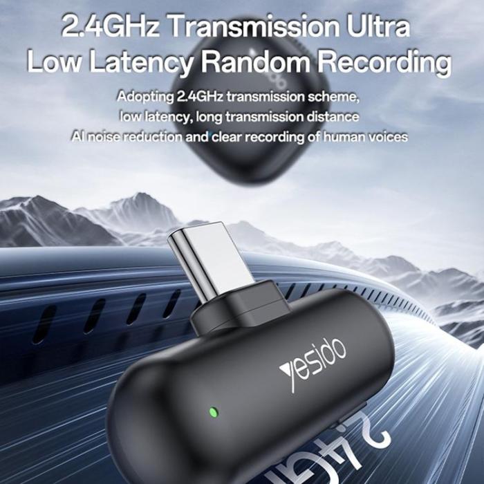 Yesido - YESIDO Trådlös Lavaliermikrofon Typ C-Kontakt AI-Brusreducerande KR21