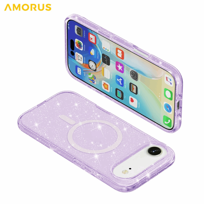 AMORUS - AMORUS Mobilskal till iPhone Air Magsafe Glitter Powder PC + TPU - Lila