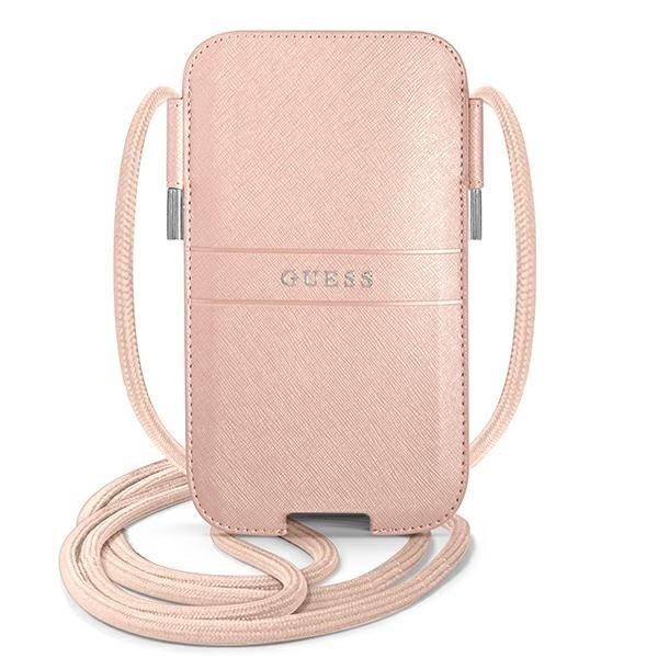 Guess Saffiano Strap Halsbandsfodral 6.1"""" - Rosa | 2353 | AlltMobil