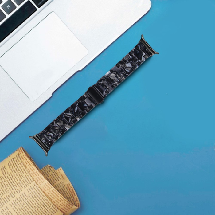 A-One Brand - Galaxy Watch 8/8 Classic (40/44/46mm) Armband Vattentät Acrylic - Svart Flower