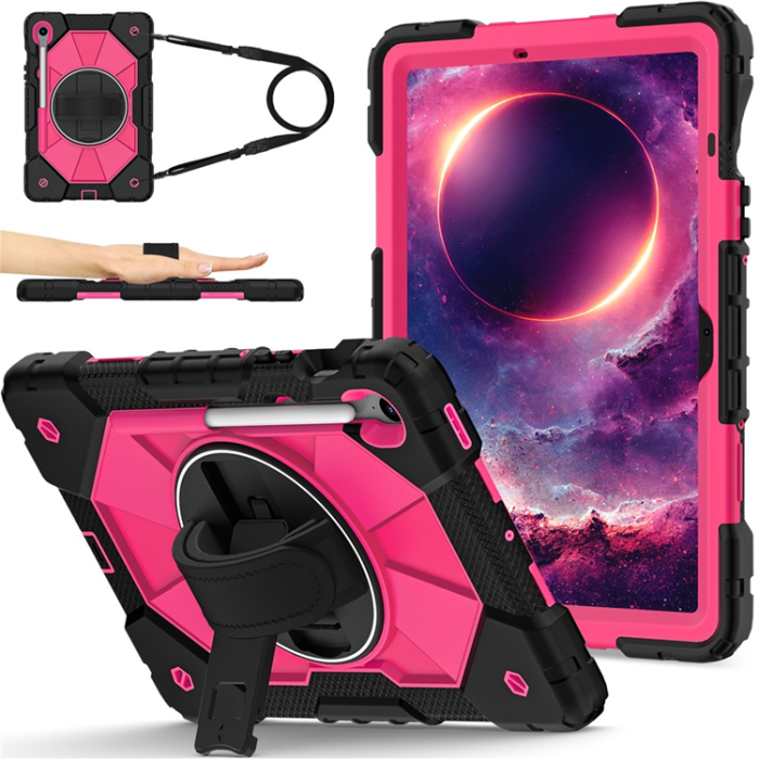 A-One Brand - Galaxy Tab S10 FE/S9 FE/S9 Skal Kickstand med Rem - Svart/Rosé