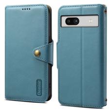 DENIOR - DENIOR Google Pixel 7a St&ouml;tt&aring;ligt Pl&aring;nboksfodral Konstl&auml;der Bl&aring;