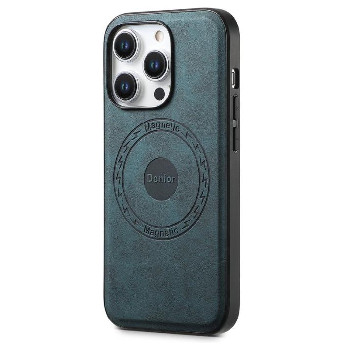 DENIOR - DENIOR A11 iPhone 15 Pro Fodral Konstläder TPU+PC Magnetiskt Blå
