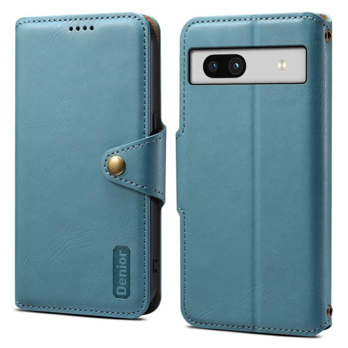 DENIOR - DENIOR Google Pixel 7a Stöttåligt Plånboksfodral Konstläder Blå