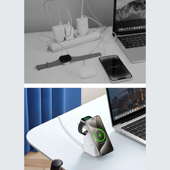 DUZZONA - Duzzona 4-in-1 Trådlös Laddare Magsafe iPhone, Apple Watch, AirPods W20 15W