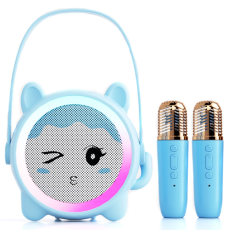 OEM - Tecknad Barnkaraoke Högtalare med 2xMikrofoner Set K12 - Blå katt