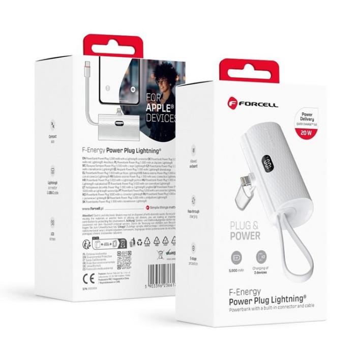 Forcell - Forcell Powerbank 5000 mAh Lightning PD 20W F5K3 F-ENERGY - Vit