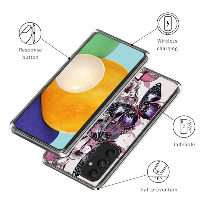 OEM - Samsung Galaxy A35 5G Skal TPU Mönstertryckt Slim - Lila Fjärilar