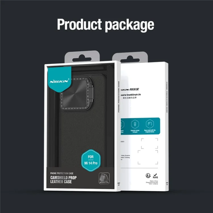 Nillkin - Nillkin Xiaomi 14 Pro Mobilskal CamShield Prop Läder - Svart