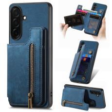 OEM - Mobilfodral f&ouml;r Samsung Galaxy S26 Plus Konstl&auml;der med kortfack - Bl&aring;