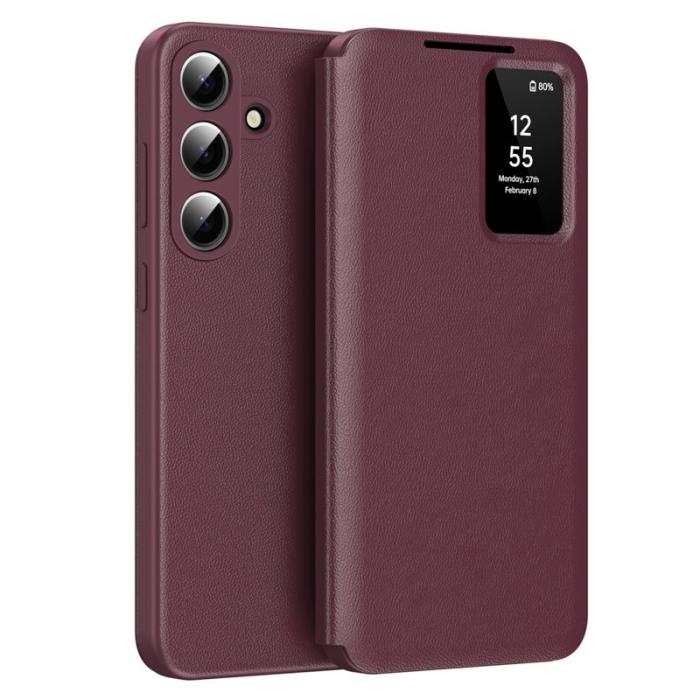 OEM - Mobilfodral för Samsung Galaxy S26 Plus Konstläder med kortfack - Röd