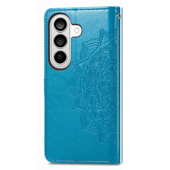 OEM - Plånboksfodral för Samsung Galaxy S26 Mandala Blommor Konstläder - Blå