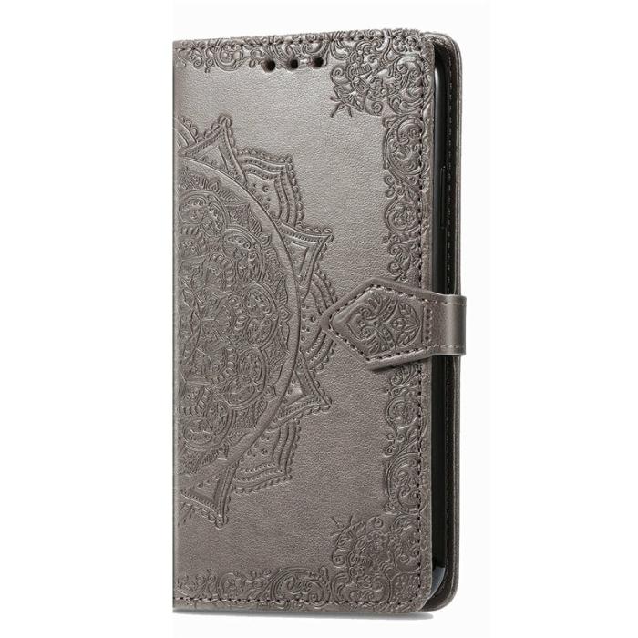 OEM - Plånboksfodral för Samsung Galaxy S26 Mandala Blommor Konstläder - Grå