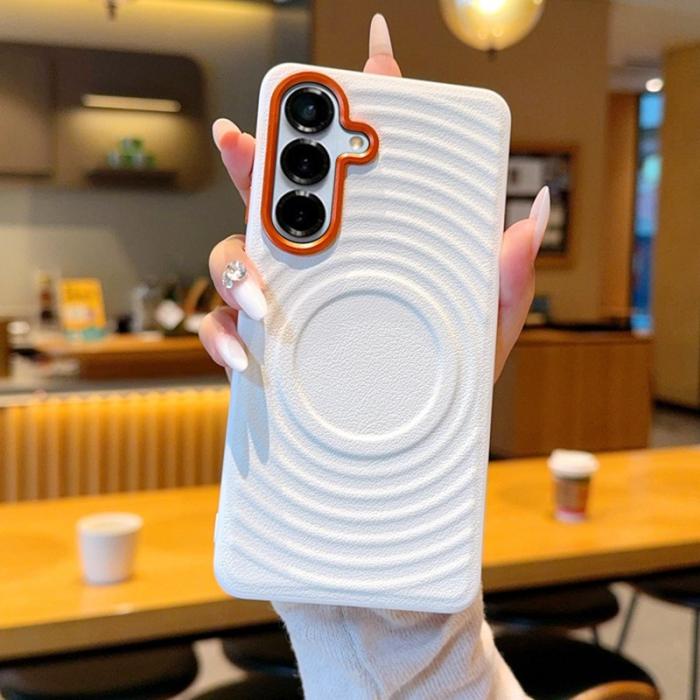 OEM - Mobilskal för Samsung Galaxy S26 Plus Magnetiskt Konstläder - Vit