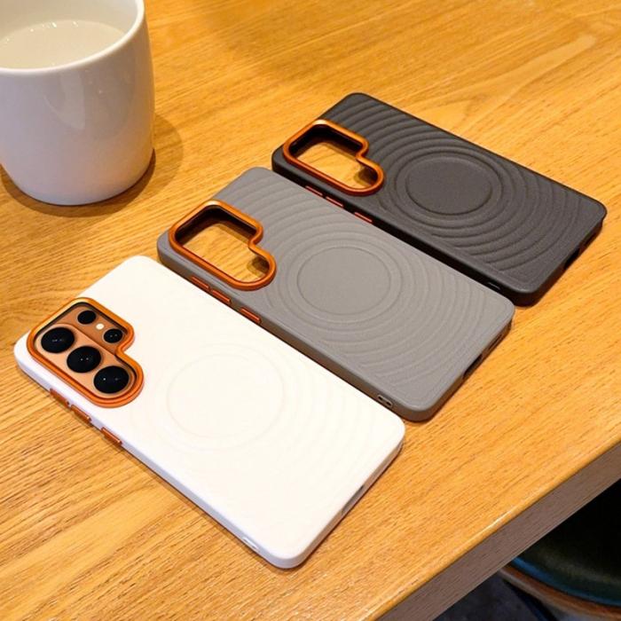 OEM - Mobilskal för Samsung Galaxy S26 Plus Magnetiskt Konstläder - Vit