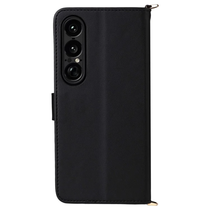 A-One Brand - Sony Xperia 1 VII Plånboksfodral Kickstand med Axelrem - Svart