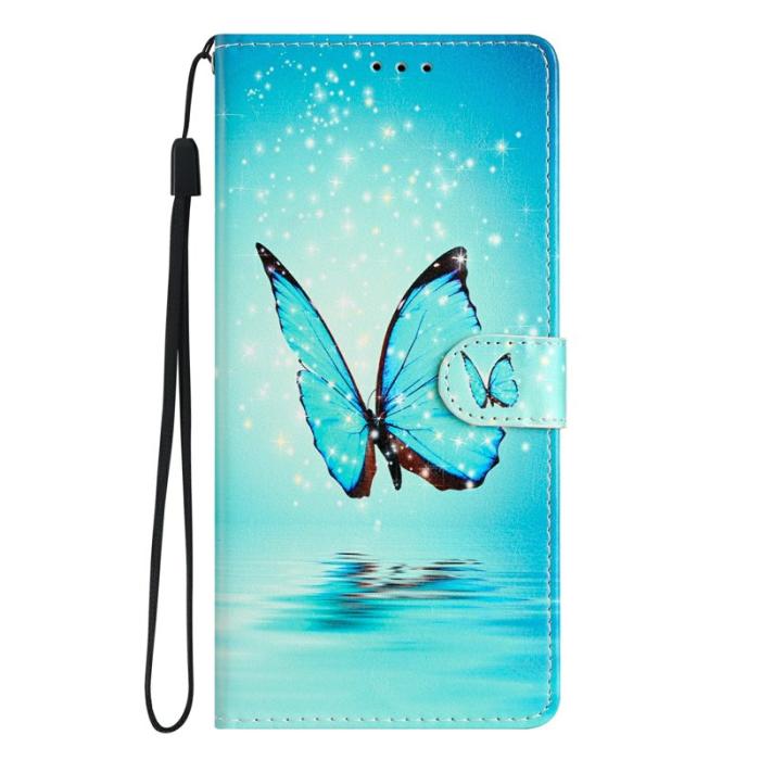OEM - Samsung Galaxy S26 Plus Plånboksfodral Konstläder Mönstertryck Ställ Blå Fjäril