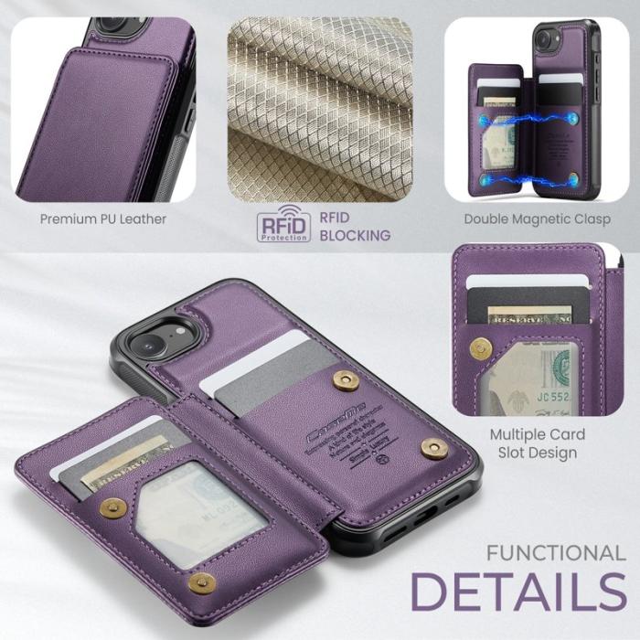Caseme - CASEME C22 iPhone 16e Fodral Konstläder med RFID, Lila
