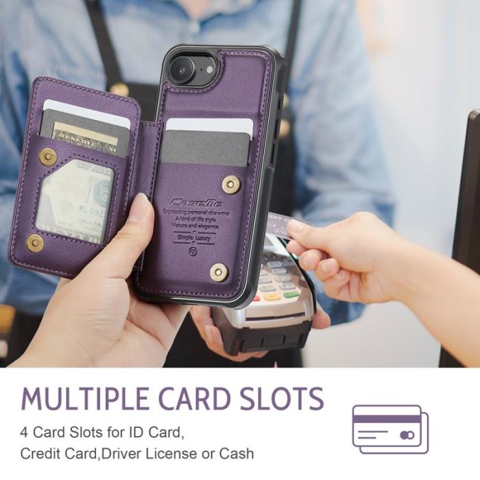 Caseme - CASEME C22 iPhone 16e Fodral Konstläder med RFID, Lila