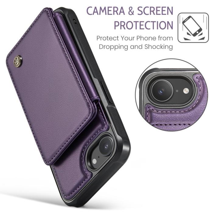 Caseme - CASEME C22 iPhone 16e Fodral Konstläder med RFID, Lila