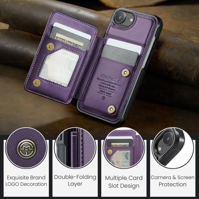 Caseme - CASEME C22 iPhone 16e Fodral Konstläder med RFID, Lila