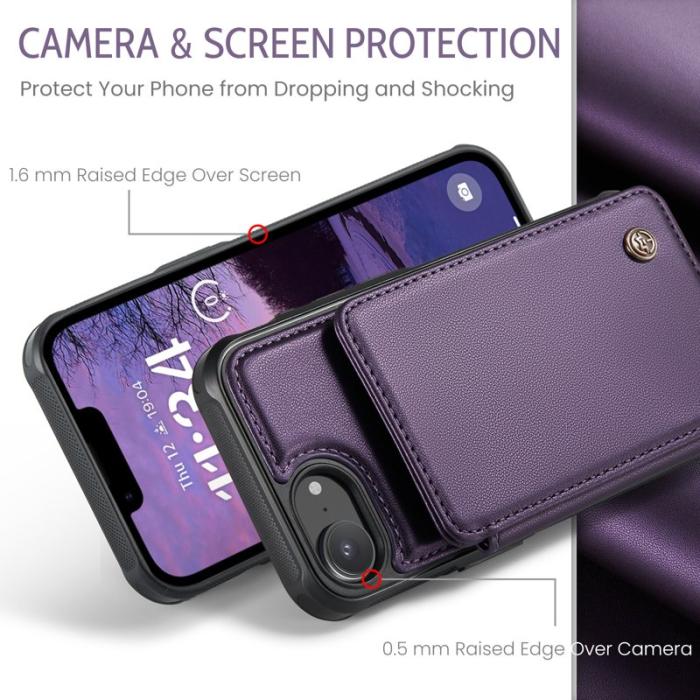Caseme - CASEME C22 iPhone 16e Fodral Konstläder med RFID, Lila