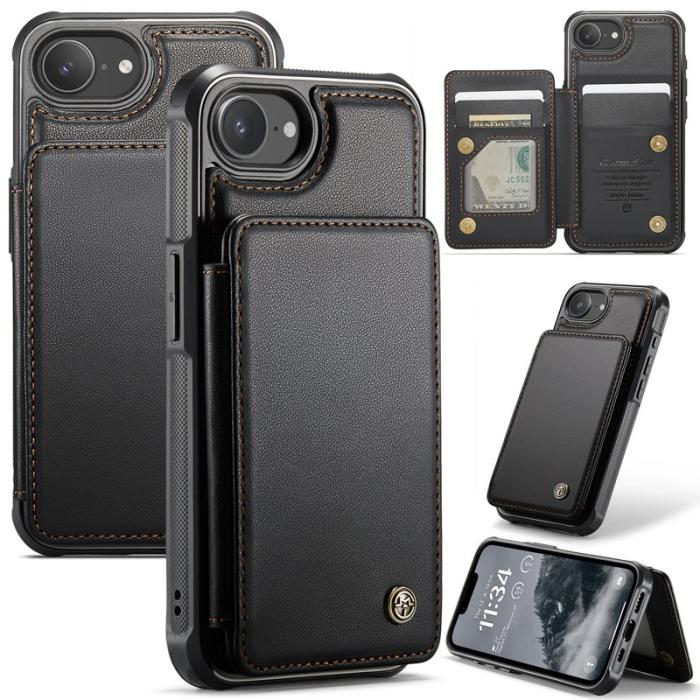 Caseme - CASEME C22 iPhone 16e Fodral Konstläder med RFID, Svart