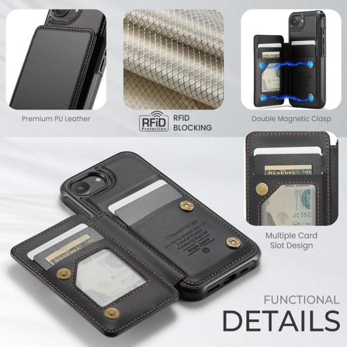 Caseme - CASEME C22 iPhone 16e Fodral Konstläder med RFID, Svart