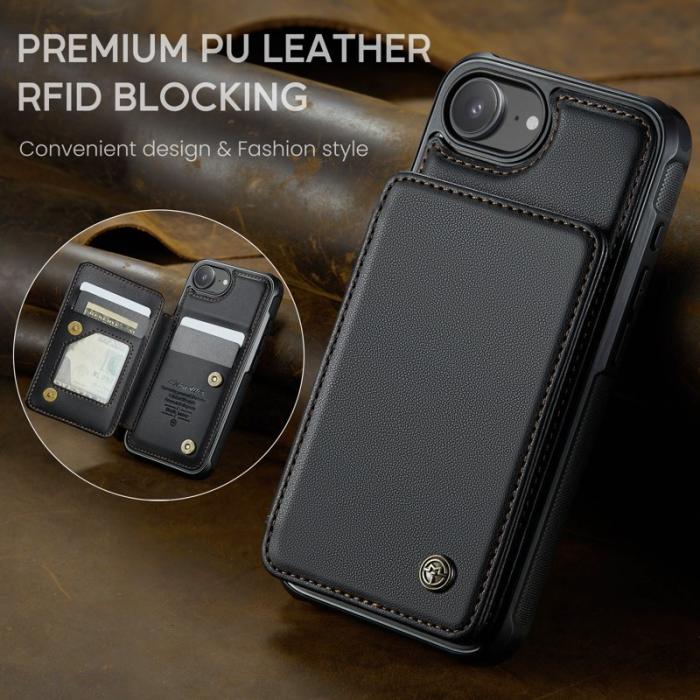 Caseme - CASEME C22 iPhone 16e Fodral Konstläder med RFID, Svart